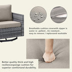 Outdoor Patio Swivel Rocker Chairs - Single Wicker Patio Swivel Rocking Chair with Waterproof Wicker,Comfortable Cushions and Sturdy Metal Frame for Outside Porch Deck Backyard(Mixed Grey/Grey/1PC)