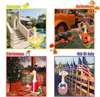 8 Sets Seasonal Holiday Porch Goose Outfits Summer Outfits Fall Halloween Christmas Birthday All Seasons Garden Goose Clothes for 23" Cement Statue Lawn Patio Outdoor Decoration(Classic Style)