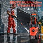 Pressure Washer, Max 2.4 GPM with Foam Cannon & 4 Nozzle Tips, Power Washer for Cars, Fences, Driveways, Home, Patios - Powerful Power Washers Electric Powered