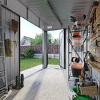 Aoxun 7.5'x4' Triple Door Shed Outdoor Storage Shed with Three Lockable Door for Easily Accessing Metal Storage Cabinet with Slopping Roof for Tools Bicycles Storage for Garden, Backyards (Black)
