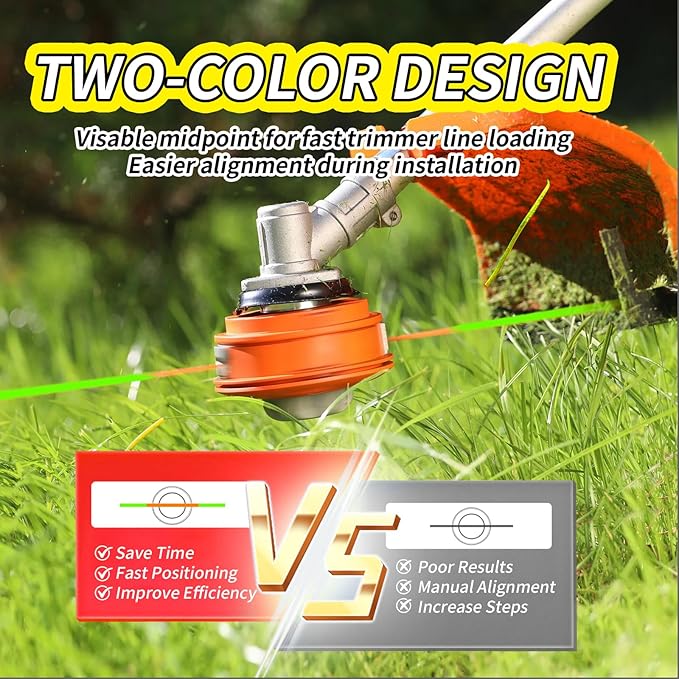 5 Pack String Trimmer Line Compatible with Ego String Trimmer 0.095" 70FT Weed Eater String Pre-Cut Dual Color Fast-Positioning Triangular Twisted Trimmer Line Universal Fit Weed Wacker String