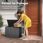 Outdoor Storage Box, 50 Gallon Deck Box Waterproof, Resin Patio Storage Bin for Package Delivery, Patio Furniture Cushion, Garden Tools, Pool Accessories, Weatherproof, Black