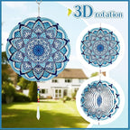 Wind Spinners Outdoor with Crystal Tail, Marzovitra Stainless Steel 3D Kinetic 10 Inch Garden Decor for Patio, Home or Yard Decorations Outdoor Hanging Yard Art, Metal Wind Sculpture (Bohemian)