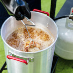 Creole Feast TFK-TG-3001 30 Qt. Turkey Fryer Boiler Steamer Kit with 10 Qt. Fish Fryer Pot & Gloves, Outdoor Turkey Fryer Pot with Basket and Burner, 50,000 BTUs, Silver & Black
