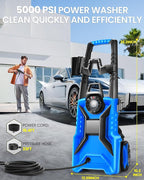 Pressure Cleaner High Power Cleaner with 33ft Pressure Hose, 4 Nozzles and 500ml Foam Cannon for Cars/Fences/Driveways/Patios/Home Cleaning (Light Blue)
