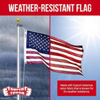 Super Tough 6Ft x 10Ft American Flag - Double Sided, Heavy Duty Nylon USA Flag with Embroidered Stars and Sewn Stripes Suitable for Low Winds - Red/White/Blue