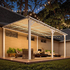 AECOJOY 14' x 12' Gazebo Outdoor Pergola for Patio, White Large Wall-Mounted Hard Top 12x14 Lean to Metal Gazebo Shelter Pergolas and Gazebos Clearance with Patio Roof, Heavy Duty Awnings for Patio
