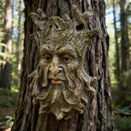Moss Tree Face Sculpture, Funny Moss Cap Old Man Tree Hugger Statue, Indoor & Outdoor Creative Props for Garden and Home,9" x 7" x 2.4"