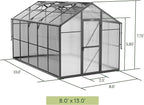 Vego Garden Junior Victorian Greenhouse 8ft – Durable Aluminum Frame with Polycarbonate Panels – All-Season Greenhouse for Backyard or Patio