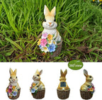 Solar Garden Statue LED Outdoor Garden Decor Funny Animal Sculpture for Yard Patio Lawn Weatherproof Resin Birthday Art Gift（Rabbit）