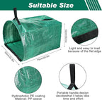 3 Pack 53 Gallon Yard Waste Bags Dustpan Type Lawn Garden Reusable Heavy Duty Leaf Bags Yard Waste Container with Reinforced Carry Handles for Leaves Debris Grass, with Gloves, Leaf Bag Holder