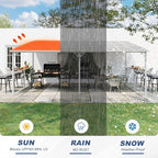 MEISSALIVVE 12' x 20' Wall Mounted Gazebo, Outdoor BBQ Grill Gazebo with Side Shelf, Lean to Metal Awnings with Sloped Roof, Heavy Duty Pergola for Backyard, Deck, White