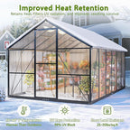 Wanan 12x8FT Greenhouses for Outdoors, Quick Assembly Polycarbonate Green House with UV Protection, Heavy Duty Windproof Aluminum Frame, Adjustable Roof Vent for Backyard or Outdoor Garden Use
