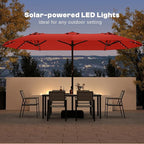 13FT Double Sided Patio Umbrella with LED Lighted