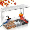 Window Bird Feeder for Outdoors with Strong Suction Cups, Acrylic Clear Window Bird Feeders for Viewing with Large Capacity Detachable Seed & Water Tray