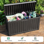 Vixzen 90 Gallon Resin Deck Box, Lockable Outdoor Storage Box for Patio Cushions Storage Furniture,Garden Tools, Pool Supplies, Weatherproof and UV Resistant,Black