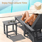 LUE BONA Outdoor Side Table Set of 2, HDPS Small Outdoor Table, Adirondack Side Table,Outside End Table for Patio, Porch, Pool, Weather Resistant/Easy Maintenance/Indoor or Outside Use, Dark Gray