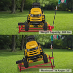 Lawn Mower Lift Jack, 880 lbs Capacity Lifting Jack for Garden Tractors, Riding Lawn Mower Maintenance Lift with Hand Crank and Power Extension Handle, Telescopic Maintenance Jack, Red