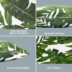 LVTXIII Outdoor Throw Pillow Covers 16 x 16 Inch, Covers ONLY Modern Cute Pattern Decorative Square Toss Pillow Case Pack of 2 for Home Patio Garden Sofa Bed Furniture, Palm Green