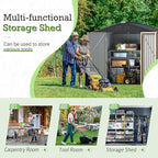 Furniwell 6x4 FT Outdoor Storage Shed, Metal Garden Sheds Outdoor Storage House with Single Lockable Door for Backyard Patio Lawn, Brown