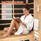 1-2 Person Infrared Sauna, Dry Heat Sauna with Red Light Therapy, Bluetooth, Radio, 7-Color Therapy Light for Home, Indoor, Gym, Wellness Center, 36″ x 36″ x 73″