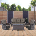 Patio Furniture 4 Piece, All-Weather PE Wicker Outdoor Furniture Set with Coffee Table,Outdoor Patio Furniture with Swivel Rocker Chairs and Outdoor Sofa