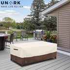 Outdoor Patio Coffee Table Cover, 600D Waterproof Heavy Duty Outdoor Table Cover, Patio Furniture Covers 48 x 28 x 16 inches Beige and Brown