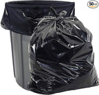 Aluf Plastics Heavy Duty 55 Gallon Trash Bags - (Large 50 Pack/w Ties) - 2 MIL Industrial Strength Plastic Drum Liners 38' x 58' Professional Black Garbage Bags for Construction, Contractors