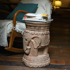 ZOEJADE Maharajah Elephant Lotus Statue Resin Stool Majestic Pedestal Sculpture Antique Buddha Collectibles Outdoor Garden Table Stand Holder for Home Courtyard Lawn Patio Decor Indoor Good Luck