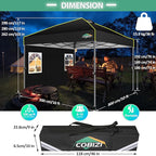 COBIZI 10x10 Pop up Canopy Tent with Sidewalls,One Person Setup, Waterproof,3 Adjustable Height,Outdoor Commercial Gazebo with Air Vent, Reflective Strip,4 Sandbags for Garden,Party, Beach,(Black)