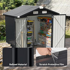 Aoxun 6.2x4 FT Shed Outdoor Galvanized Storage Shed with Large Lockable Doors for Lawn, Backyard, Patio (Black)