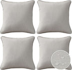 Sunbrella Decorative Outdoor Water Repellent Throw Pillows with Inserts, Set of 4, 18" x18" Pillows for Patio, Backyard, Bed, Couch, and Patio Furniture, Specrtum Pebble