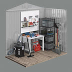 Outdoor Sheds 6FT x 4FT Outdoor Storage, Metal Anti-Corrosion Utility Tool House with Lockable Door & Shutter Vents，Outdoor Waterproof Garden Tool Metal Storage Sheds