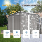 10x8x6.4FT Outdoor Storage Shed, Galvanized Steel Garden Shed with Lockable Door & Window, Waterproof Metal Tool Storage for Garden, Backyard, Patio, Lawn(Grey)