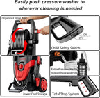 LANCHEZ Pressure Washer 4800PSI with 4 Quick Connect Nozzles, Inlet Hose & Filter&500ML Foam Cannon, Power Washer for Cars/Fences/Driveways/Patios/Home Cleaning (Red)