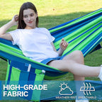 PNAEUT Double Hammocks with Stand for Outside, Portable Space Saving Heavy-Duty Steel Stand for Indoor Outdoor Patio with Carrying Bag, 450 lbs Capacity (Blue)