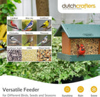 DutchCrafters Poly Hanging Hopper Bird Feeder, Large Hanging Bird Feeder for Outside, Outdoors - Amish American Made (Turf Green & Cedar)