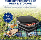 2-Pack XL Collapsible BBQ Prep Tub with Built-In Cutting Board, Lid & Strainer – Marinate, Drain & Prep – Large Food-Safe Container – Perfect for Grilling, Smoking & Outdoor Cooking (Black)