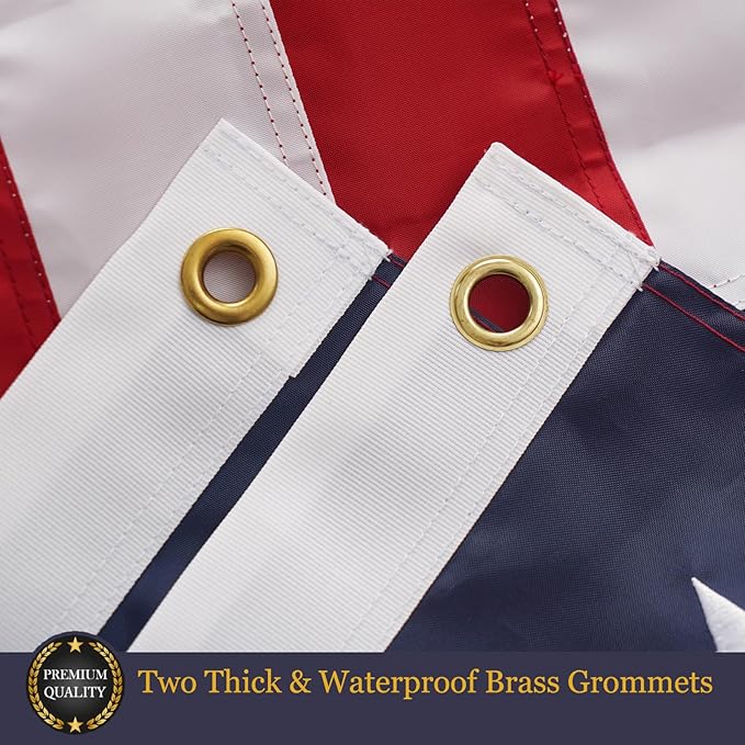 Homissor American Flags for Outside US Flag 5x8 Heavy Duty Outdoor Large USA Banner Embroidered Stars High Wind All Weather Sewn Stripes Brass Grommets