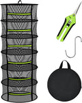 Herb Drying Rack with Mesh Design, Hanging Drying Rack with Green Zipper & Garden Pruning Shears – Versatile Plant Drying Solution (6 Layers)