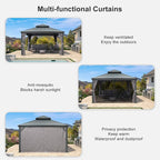 PURPLE LEAF 13' X 13' Gazebo with Galvanized Steel Hardtop Roof Patio Gazebo for Outdoor Lawn and Garden Permanent Pavilion Grey