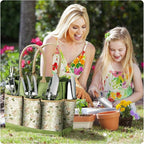Gardening Tools 9-Piece Heavy Duty Garden Hand Tools with Fashion and Durable Garden Tools Organizer Handbag, Rust-Proof Garden Tool Set, Ideal Gardening Gifts for Women