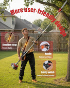 48CC Gas Powered Pole Saw 16FT Lightweight with Auto Lubrication, Safety Lock, and Quick Stop for Easy Tree Trimming (GZJ-005)