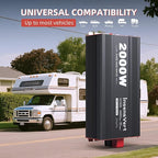 2000W Pure Sine Wave Inverter, Car Power Inverter 24V to 120V AC Converter for RV, Truck, Solar, Outdoor with Dual AC and 20A Socket, 18W+30W USB, PD60W, Surge 4000W, Remote Control(2000W-24V)