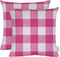 RSH DECOR: Square Throw Pillows Set of 2 | 24” x 24” | All-Weather Spun Fabric | Water and Fade-Resistant | Outdoor Accent Pillows for Patio Furniture | Classic Pink Buffalo