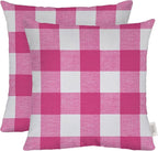 RSH DECOR: Square Throw Pillows Set of 2 | 24” x 24” | All-Weather Spun Fabric | Water and Fade-Resistant | Outdoor Accent Pillows for Patio Furniture | Classic Pink Buffalo