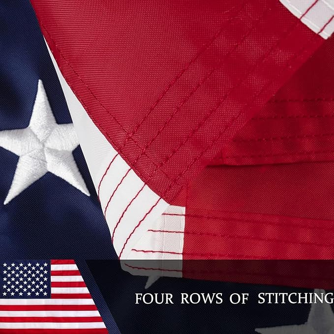 American Flag 10x15ft Long Lasting for Outside, Heavy Duty Nylon, Embroidered Stars, Brass Grommets, Perfect for Outdoor US Flags Show Your Patriotism