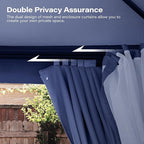 Outdoor Patio Gazebo 8FT, Heavy Duty Party Tent & Shelter with 2-Tier Roof and Expansion Bolts, Mosquito Nettings and Privacy Screens for Backyard, Garden, Poolside, Classic Blue