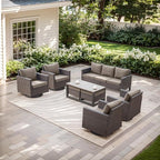 Rilyson Wicker Outdoor Couch Patio Sofa - 3 Seater Rattan Outdoor Patio Couch with Waterproof Wicker,Comfortable Cushions and Sturdy Metal Frame for Outside Porch Deck Backyard(Brown/Grey)