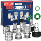 McKillans® M22-14mm Pressure Washer Quick Connect Kit, M22-14mm to 3/8" Male Female Quick Disconnect Kit for Power Washer (Stainless Steel)